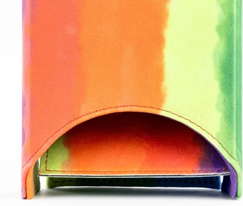 Vista 6 de FanRoll - Torre de dados plegable: acuarela arco iris, juego de rol, accesorios de dados para Calabozos y Dragones