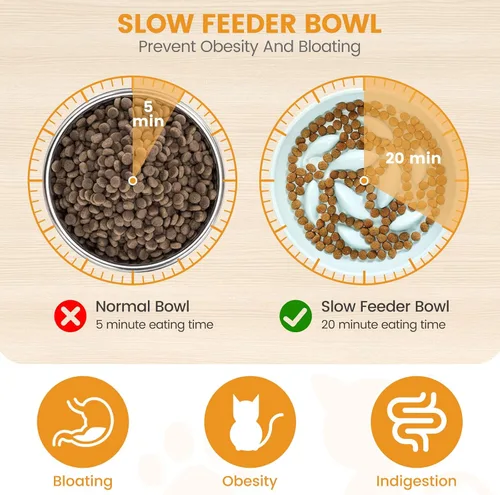 Vista 6 de PETTOM Slow Feeder Cat Bowl