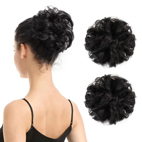 Vista 93 de Barsdar - Moño de cabello 100 % humano, Moño desordenado, Extensiones de cola de caballo, Moño de cabello rizado, Pieza de cabello