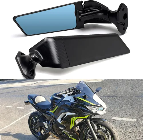 XINGWU PRO - Espejos retrovisores ajustables, espejo invisible, antirreflejo, aleta giratoria, ala de viento para Ninja 400 NINJA 650 ZX6R ZX-636