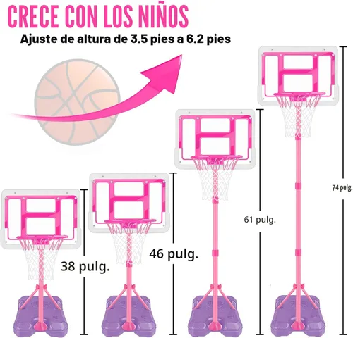 Vista 2 de Aro de baloncesto para niños con soporte, juego de baloncesto ajustable, juguetes de baloncesto para niños pequeños varones de 3, 4, 5, 6, 7, 8