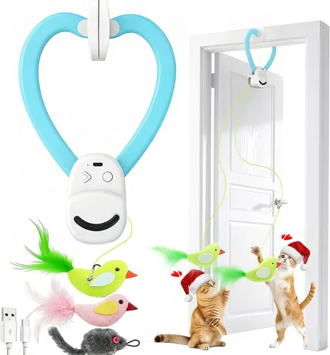 Vista 9 de Juguetes interactivos para gatos de interior: varita de plumas de ave voladora automática, ejercicio de persecución, enriquecimiento, estimulación