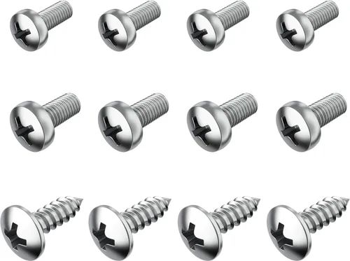 Tornillos de acero inoxidable PRIME AVE para placas de matrícula, marcos, cubiertas - Juego de tornillos para placa de matrícula delantera y trasera