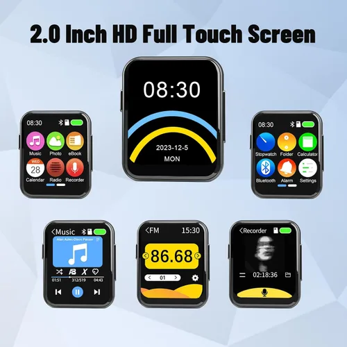 Vista 5 de Reproductor MP3 de 128GB con Bluetooth 5.3, Reproductor de Música Digital Portátil sin Pérdidas con Altavoz Integrado, Pantalla Táctil Completa