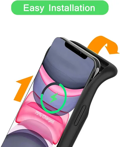 Vista 3 de Funda de carga inalámbrica para iPhone 11, 10000 mAh de alta capacidad, portátil, recargable, funda protectora de carga inalámbrica compatible