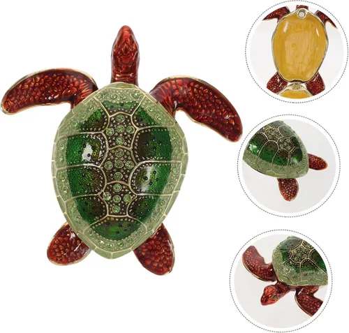 Vista 5 de OATIPHO turtle jewelry box enameled trinket desk topper crystal turtle desktop decor earrings holder organizer mariposas decorativas para pared