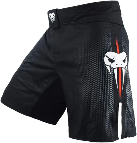 SOTF Pantalones cortos de boxeo para hombre, pantalones cortos de entrenamiento de lucha para hombre, pantalones cortos MMA BJJ No Gi Negro