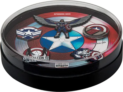 Vista 16 de Marvel Studios: The Falcon y The Winter Soldier - Juego de 5 pines de solapa con base de metal y esmalte con caja circular de 6.3 pulgadas