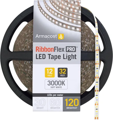 Vista 20 de Armacost Lighting RibbonFlex Pro 133230 - Tira de luces LED blancas de 12 V, 120 LED/m, 2700K, 16.4 pies