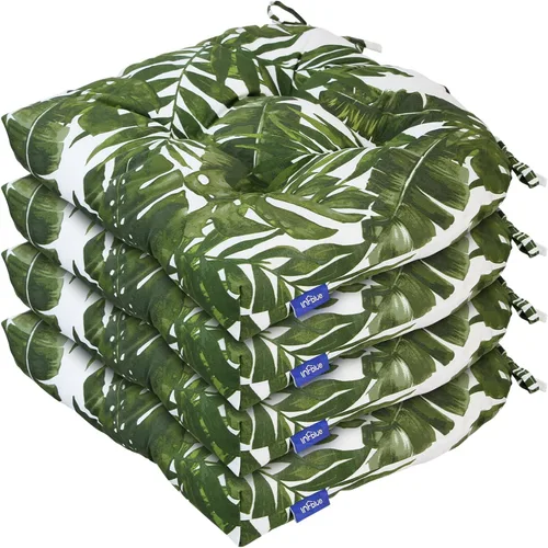 Vista 10 de Cojines de mimbre copetudos de 3 piezas para muebles de patio, cojines de mimbre para sillas de exterior con lazos, cojines de mimbre repelentes al