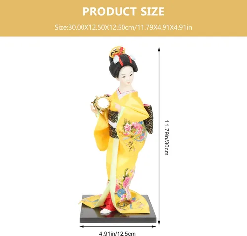 Vista 6 de TOYANDONA Muñeca japonesa de geisha asiática, figura coleccionable, kimono, muñecas en miniatura, decoración del hogar, adorno rojo, 12 pulgadas