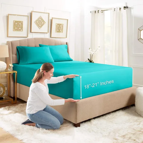 Vista 12 de Empyrean Bedding - Sábanas bajeras tamaño Queen, con sábana de cajón extra profunda – Juego de sábanas bajeras extra profundas, de 24 pulgadas
