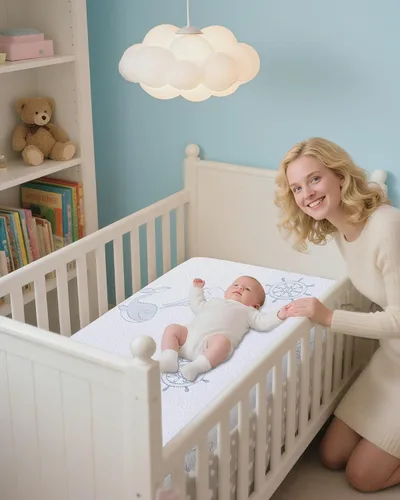 Vista 2 de Pack and Play - Colchón de espuma viscoelástica de doble cara de 38 x 26 pulgadas, mini colchones para cuna de viaje para corralito con funda