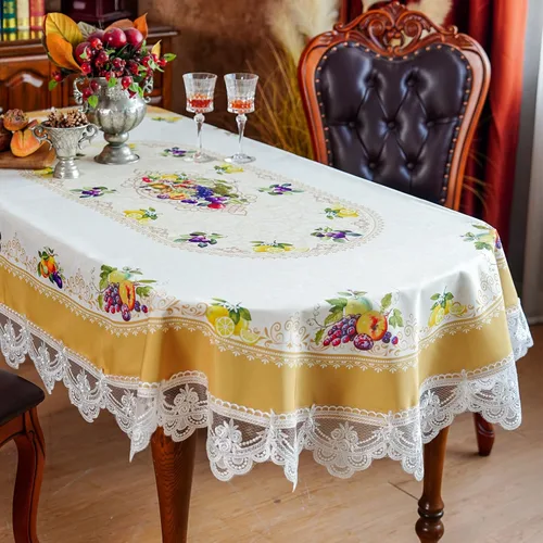 Vista 7 de SUTAVIA Mantel de Mesa Bordado con Encaje, Cubierta de Mesa Rectangular Estilo Granja, Mantel de Macramé Clásico Oblongo con Decoración Floral