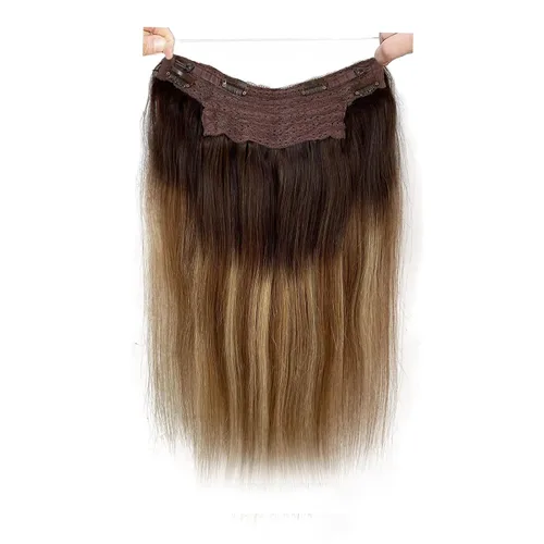 Vista 10 de Halos - Extensiones de cabello humano real rubio, extensiones de cabello humano con línea de pescado, extensiones de cabello humano rubio 613