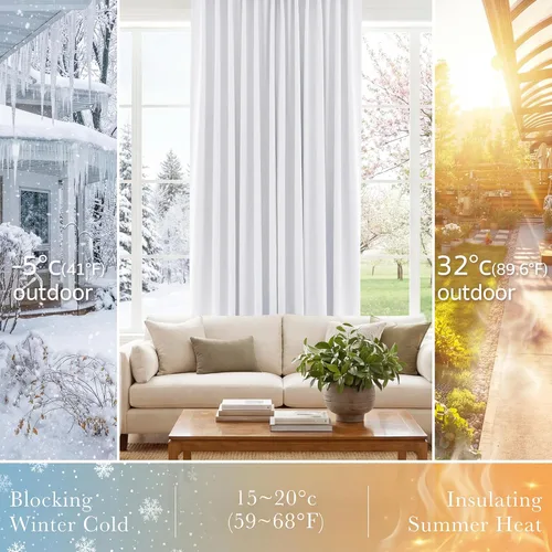 Vista 4 de PONY DANCE - Cortinas opacas aisladas térmicamente, set de 2 cortinas opacas con bolsillo para barra pestaña trasera, paneles de cortinas opacas