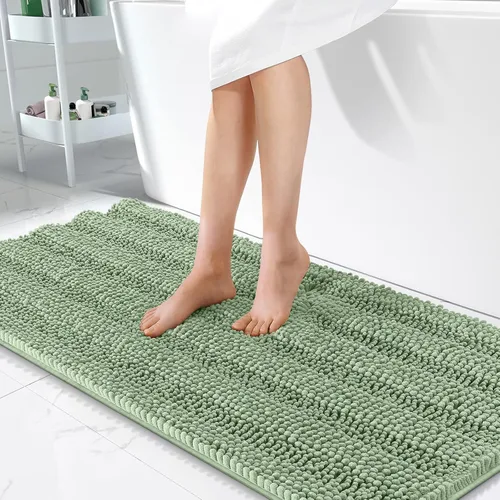 Vista 28 de OLANLY Tapetes de baño gruesos de chenilla a rayas de 30 x 20 pulgadas, extra suaves, absorbentes, con parte trasera de goma, se pueden lavar