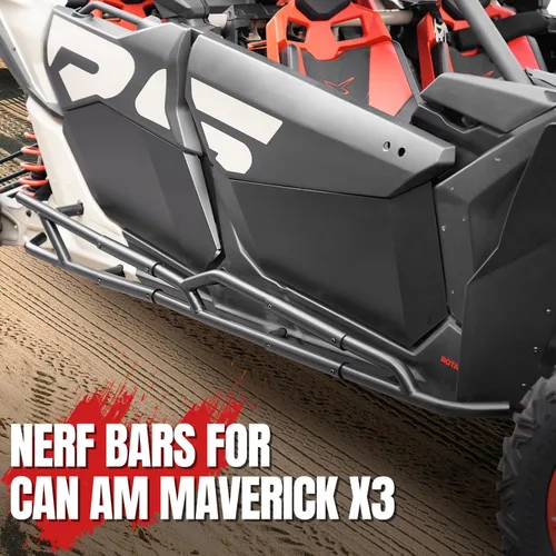 Vista 2 de A & UTV PRO Nerf Bars - Deslizadores de rocas para Can-Am Maverick X3 MAX 2017-2025 de 4 plazas, barras laterales combinadas para árboles, tubo