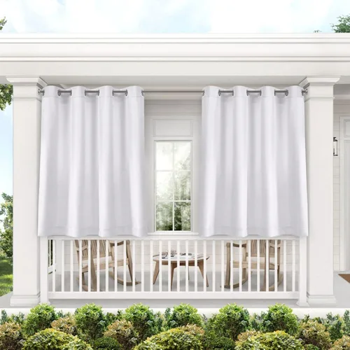 Vista 16 de Exclusivas cortinas para el hogar, para interiores y exteriores, con textura de dos tonos y ojales en la parte superior