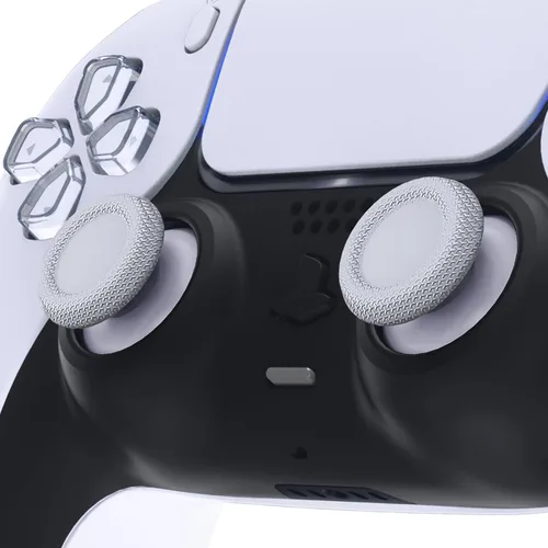 Vista 3 de eXtremeRate Palancas de repuesto color blanco sólido y New Hope Gray para controlador PS5, joystick analógico de doble color personalizado