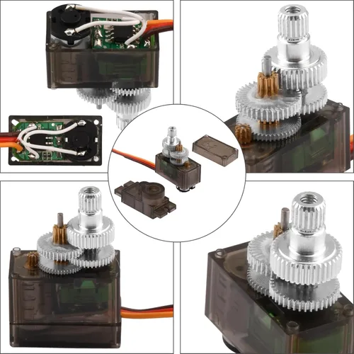 Vista 2 de 10PCS DM90S 0.32 oz Micro Servo Motor Metal Gear Motor Pequeño Mini Servos Kit para RC Robot Brazo Helicóptero Avión Coche Barco Controles con Cable