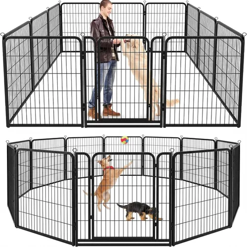 Vista 15 de Kfvigoho Corralito para perros para exteriores, extra ancho, 12 paneles de valla resistente para perros, 32 pulgadas de altura, antioxidante