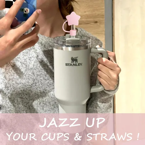 Vista 6 de Juego de 4 fundas para popotes Stanley de 40/30 onzas, protectores de tapas reutilizables de silicona para popotes de 0.4 pulgadas/0.394 in