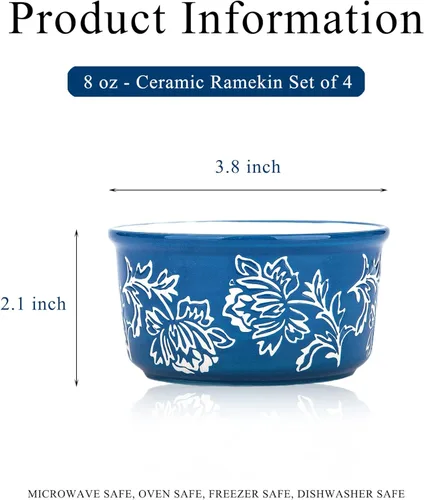 Vista 7 de Wisenvoy Ramekins Creme Brulee Ramekins Ramekins - Ramekins de cerámica para horno (8 onzas)