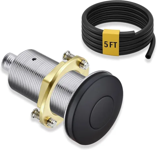 Vista 11 de BESTILL Botón de interruptor de aire de eliminación de basura en la parte superior del fregadero con manguera de aire de 5 pies, botón de Oro