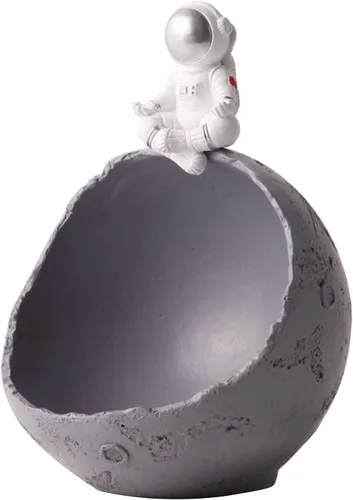 Caja de almacenamiento de estatua de astronauta de resina, cuenco de caramelo de astronauta, soporte para cuenco de almacenamiento de llaves para