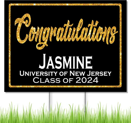 Congratulations Class of 2024 Graduate Personalized Yard Sign with Metal Stake, Custom Graduation Party Personalized Lawn Sign