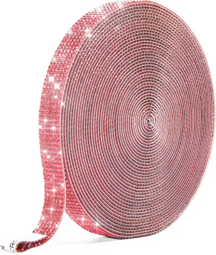 Vista 9 de GREAT&LUCKY Cinta autoadhesiva de diamantes de imitación de 9 yardas, rollo de cinta de diamantes de imitación para manualidades, teléfono y Champán