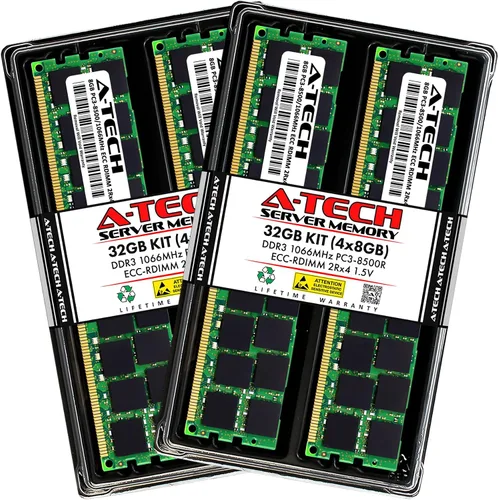 Vista 41 de A-Tech 4GB DDR3 1333MHz PC3-10600R ECC RDIMM 1Rx4 Rango único 1.5V Registrado DIMM 240-Pin Módulo de actualización de memoria RAM de servidor