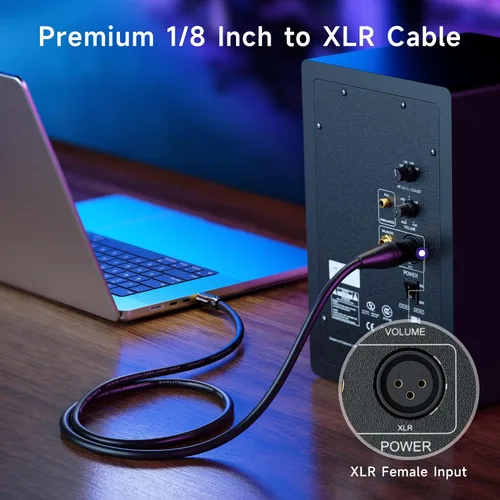 Vista 3 de Cable Matters cable de 3.5 mm a XLR - 3 pies, cable XLR macho a macho a 1/8 pulgadas, compatible con iPod, reproductor de MP3, portátil, grabadora