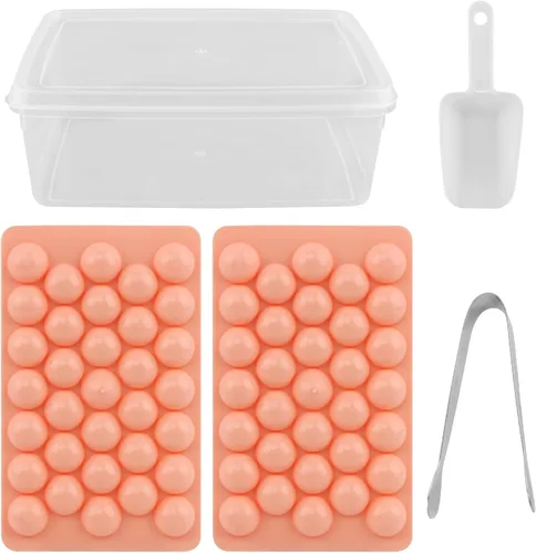 Vista 3 de Ice Cubes Trays For Freezer, 66Pcs, 2pack Stackable Small Round Ice Trays With Lid and Bin, Circle Ices Cube Tray w/Tongs, For Chilled Whiskey