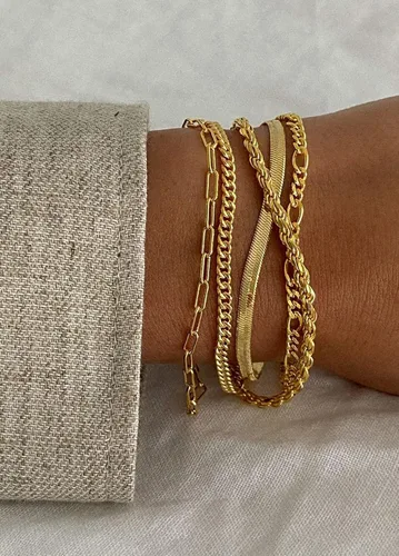 Vista 9 de DEARMAY Pulseras de oro para mujeres y niñas, conjuntos de joyas de oro real de 14 quilates para mujer, bonitas pulseras de cuentas de tenis