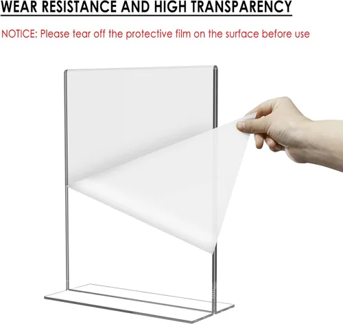 Vista 4 de Relx Soporte de letrero acrílico de 8.5 x 11 pulgadas, soporte para volante de marco de plástico, soporte de acrílico transparente de doble marco