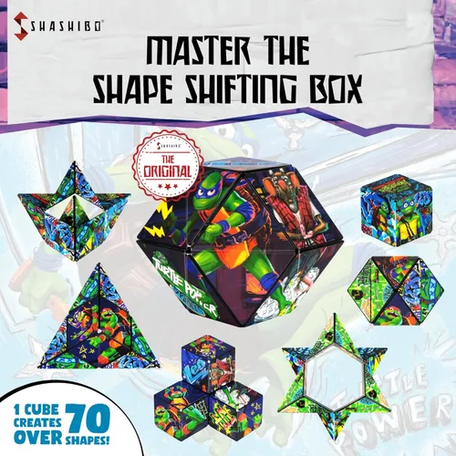 Vista 4 de SHASHIBO Caja de cambio de forma de tortugas ninja mutantes adolescentes: cubo magnético STEM que se transforma en más de 100 formas, descarga