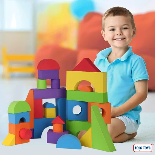 Vista 7 de LOLO TOYS Bloques de espuma de construcción grandes para niños pequeños – Bloques de construcción gigantes gigantes grandes (30 piezas)