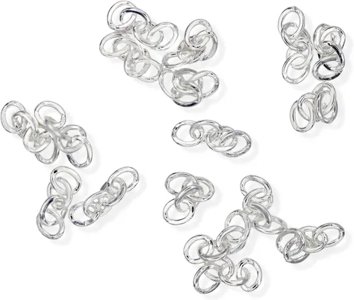 Paquete de 100 piezas de cadena de rosario precortadas extra resistentes (0.024 in, 4 piezas de eslabones), rosario de plata soldada, fabricados en