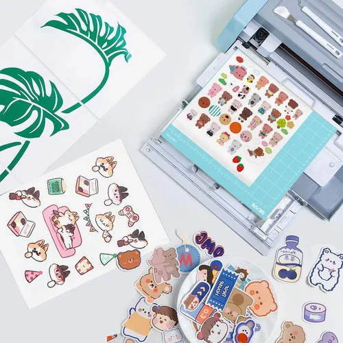 Vista 3 de Papel Adhesivo de Vinilo Imprimible Premium para Impresora de Inyección de Tinta, 100 Hojas de Papel Calcomanía Blanco Mate Impermeable, Se Seca