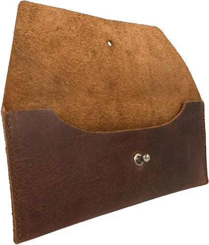 Vista 3 de Heather's, Bolsa de utilidad larga hecha a mano de cuero de grano completo - Cartera elegante para transportar y almacenar efectivo, monedas