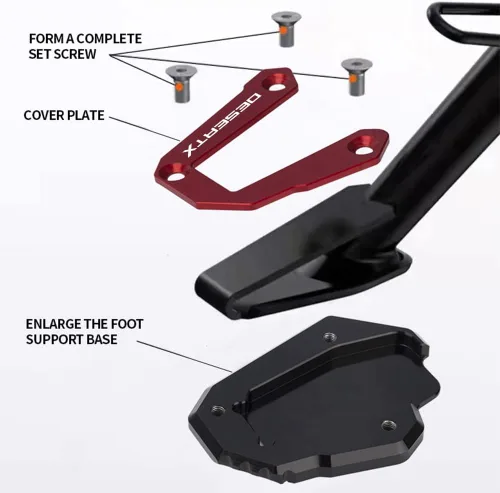 Vista 5 de Modeer Para Desert X 2022-2023 Placa de extensión de soporte CNC de motocicleta Soporte lateral Desertx Desert-X Accesorios (negro-rojo)