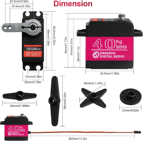 Vista 6 de 88.2 lbs Servo Digital Servo Digital Servo Full Metal Gear Impermeable con Servo Bocina 25T Compatible con 1/8, 1/10, 1/12 RC Car Crawler Robot