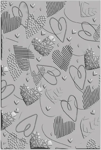 Vista 2 de Sizzix Carpeta De Grabado En Relieve Impresiones Texturizadas 3-D Mark Making Hearts por Kath Breen 666038 Capítulo 4 2022