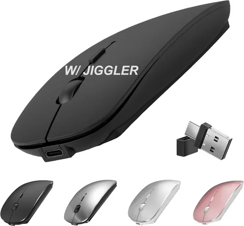 Mouse inalámbrico para MacBook Air iMac Mac Pro Laptop Computer, Mouse inalámbrico silencioso recargable USB C con Jiggler para Surface Pro