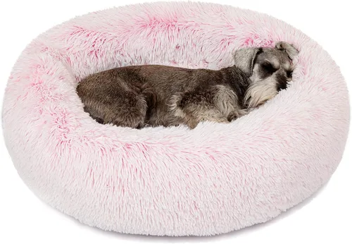 Vista 14 de Friends Forever Serena Donut - Cama ortopédica de espuma viscoelástica para perro, sofá ovalado de piel sintética suave para gato de interior, felpa