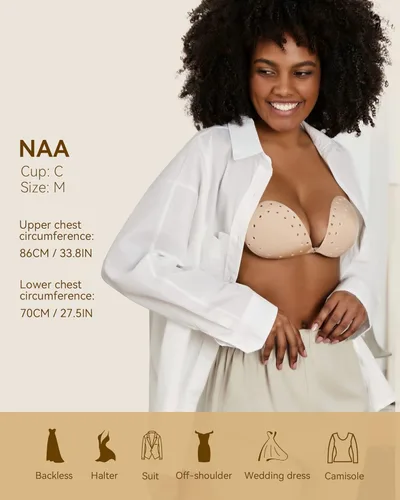 Vista 6 de Niidor Sticky Bra, Strapless Adhesive Backless Bra for Women Breathable Invisible Bra with Nipple Covers