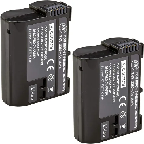 BM Premium Paquete de 2 baterías EN-EL15C de alta capacidad para Nikon Zf, ZR, Z5, Z5 II, Z6, Z6 II, Z6 III, Z7, Z7II, Z8, D500, D600, D610, D750,