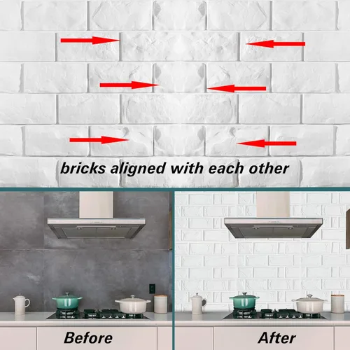 Vista 3 de Noihlja 30 paneles de pared 3D papel tapiz de ladrillo blanco autoadhesivo impermeable espuma de polietileno ladrillo sintético para dormitorio baño